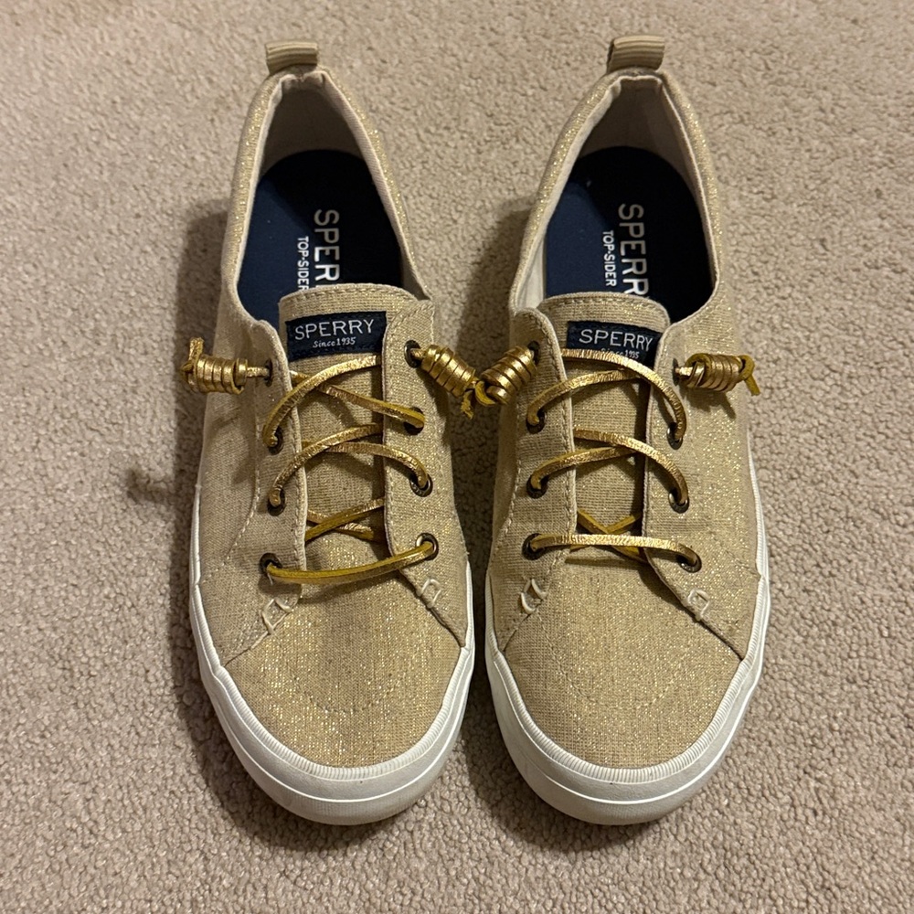Sperry Top-Sider Metallic Glitter Gold Sneakers Size 8.5